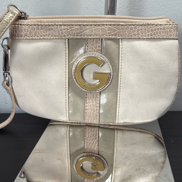 Guess Cream and Tan Wristlet - Picture 1 of 8